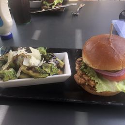 Blackened pork tenderloin served on a brioche bun with balsamic & Parmesan roasted Brussels sprouts Blackened pork tenderloin served on a brioche bun with balsamic & Parmesan roasted Brussels sprouts