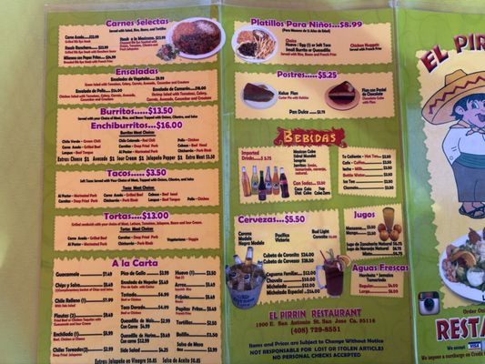 Menu photo 1 El Pirrin San Jose, CA