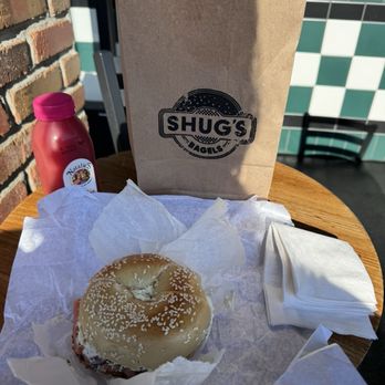 Shug's Bagels - Bagel sandwich-lox with capers, red onion and scallion cream cheese (removed tomato) - Sandwiches Near Me - Dallas, Texas Shug's Bagels - Bagel sandwich-lox with capers, red onion and scallion cream cheese (removed tomato) - Sandwiches Near Me - Dallas, Texas