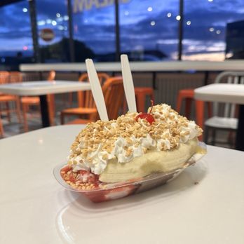 Cowlick's Ice Cream - Banana split! - Ice Cream & Frozen Yogurt Near Me - Fort Bragg, California Cowlick's Ice Cream - Banana split! - Ice Cream & Frozen Yogurt Near Me - Fort Bragg, California