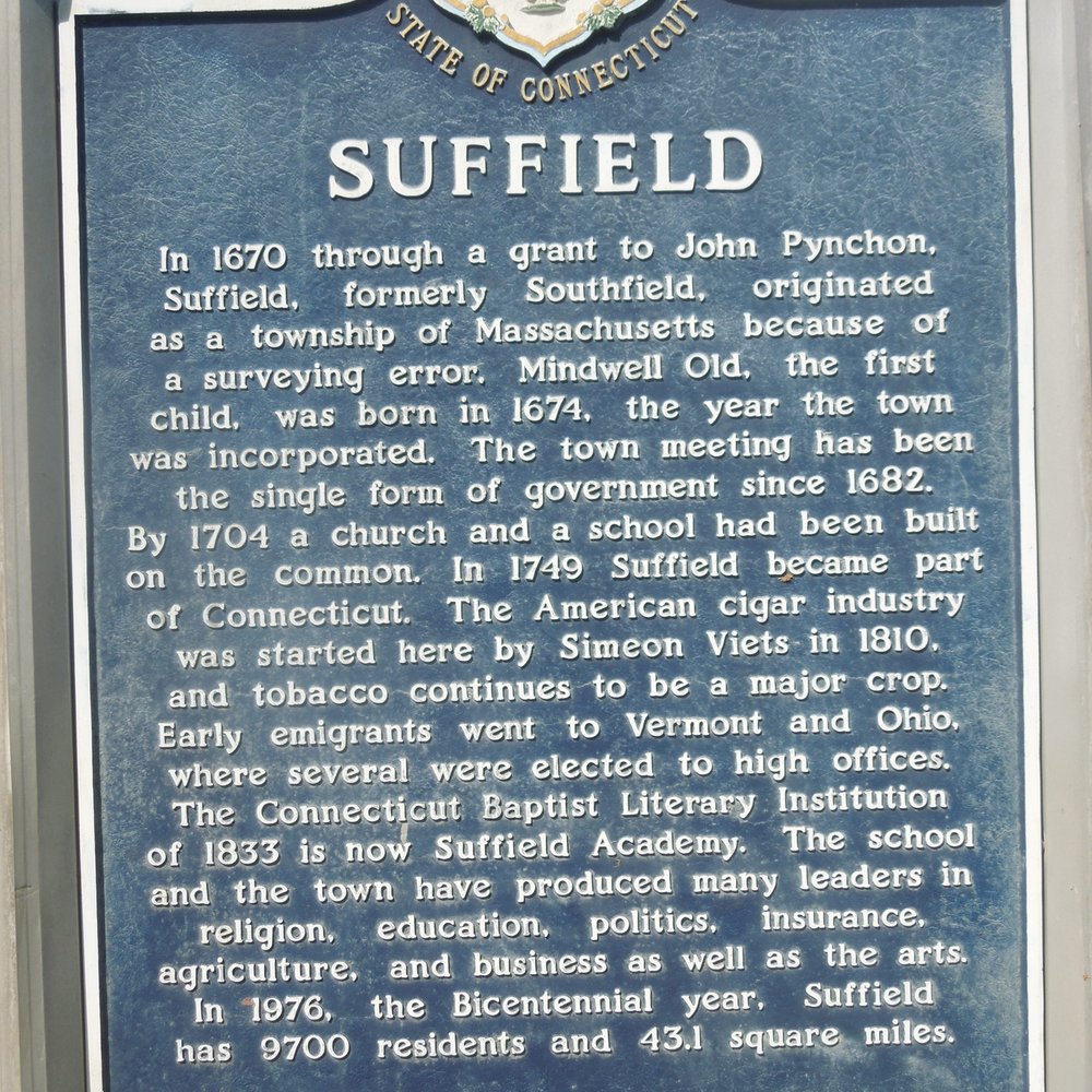 Suffield Historical Marker - Landmarks & Historical Buildings Near Me - Suffield, Connecticut