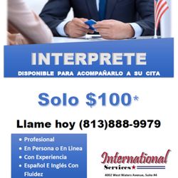 Spanish/English interpreters available. | Servicio de Interprete para su cita.