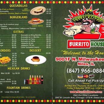Burrito House - Burrito House menu pages 1, 4 - Mexican Near Me - Niles, Illinois Burrito House - Burrito House menu pages 1, 4 - Mexican Near Me - Niles, Illinois