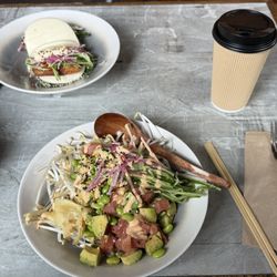 Nūdl - Tuna Poke lunch special, Korean Bao with pork