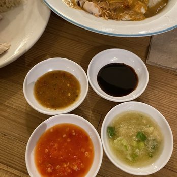 Ginger & Scallion - The 4 sauces                                                                              IG: @datglobetrotterlife - Thai Near Me - Seattle, Washington