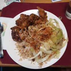 Hummingbird Jamaican Cuisine - This is the meal which I had delivered & yes it's the fried chicken with rice/peas and I can guess a salad or greens.