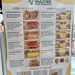 Elotes Corn Cob & Cups - Menu