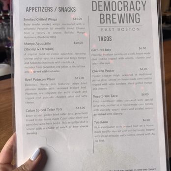 Democracy Brewing - Food menu - Breweries Near Me - Boston, Massachusetts