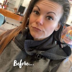 Hot Cuts - What my hair looked like before, brown with light red ends..