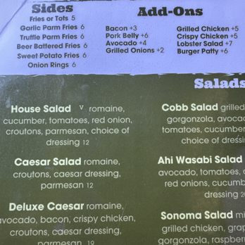 O'Brien's Pub - Here are the sides menus I got onion rings. - Pubs Near Me - San Diego, California