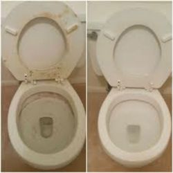 Toilet cleaning before and after