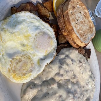 Spring Lake Cafe - Chicken fried steak. This gravy is incredible.  Chicken Fried Steak - Breakfast & Brunch Near Me - Fircrest, Washington