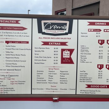 Crema Espresso Stand - Menu - Coffee & Tea Near Me - Cypress, Texas