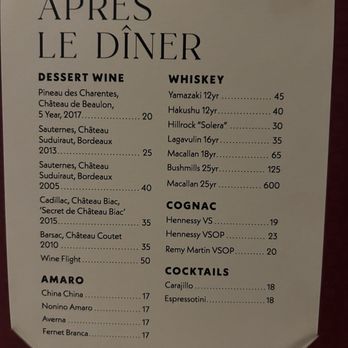 Le Coq - After dinner menu - French Near Me - La Jolla, California Le Coq - After dinner menu - French Near Me - La Jolla, California