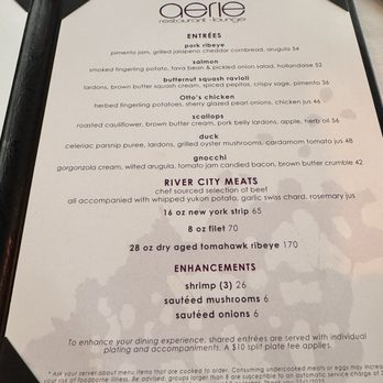 Aerie Restaurant & Lounge - Menu - New American Near Me - Acme, Michigan