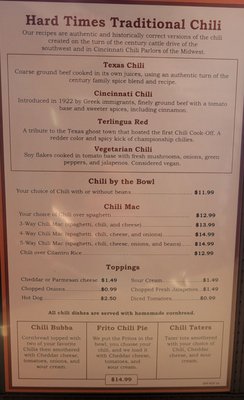 Menu photo 3 Hard Times Cafe Springfield, VA