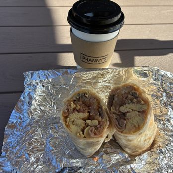 Phanny's - Drip Coffee ($4.00) + Carne asada burrito ($14.75) - Breakfast & Brunch Near Me - Redondo Beach, California Phanny's - Drip Coffee ($4.00) + Carne asada burrito ($14.75) - Breakfast & Brunch Near Me - Redondo Beach, California