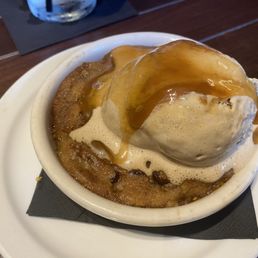 half baked cookie with salted carmel ice cream