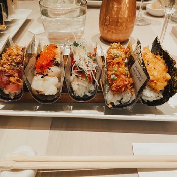 Nami Nori - Signature set with a spicy crab dynamite replacing the cucumber black sesame - Sushi Bars Near Me - Brooklyn, New York
