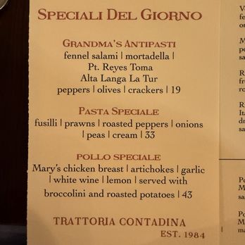 Trattoria Contadina - Daily special - Italian Near Me - San Francisco, California Trattoria Contadina - Daily special - Italian Near Me - San Francisco, California