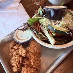 Kids chicken tenders and a side salad