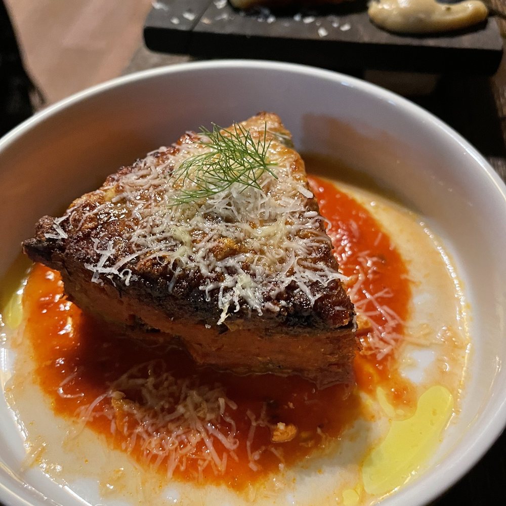 Sovana Bistro - EGGPLANT TART tomato conserva, basil, locatelli cheese - Mediterranean Near Me - East Marlborough, Pennsylvania Sovana Bistro - EGGPLANT TART tomato conserva, basil, locatelli cheese - Mediterranean Near Me - East Marlborough, Pennsylvania