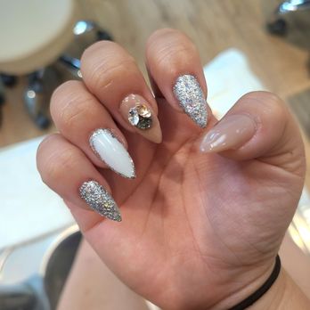 Pure Nails & Beauty - Gel extensions with crystal gems done by Asami - Nail Salons Near Me - Honolulu, Hawaii Pure Nails & Beauty - Gel extensions with crystal gems done by Asami - Nail Salons Near Me - Honolulu, Hawaii