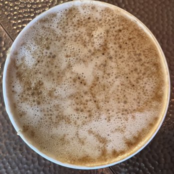 Dripp - Top view of the BruLaLa Latte, with torched turbinado sugar. - Coffee & Tea Near Me - Fullerton, California