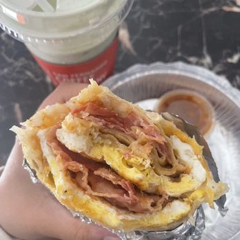 Jardin Cafe - Breakfast burrito: bacon, egg, hash brown, cheese salsa - Coffee & Tea Near Me - Sylmar, California