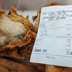 Indi's Fast Food Restaurant - Dried up old chicken from Indi's Fast Foods. Pic taken 2 mins after receiving.