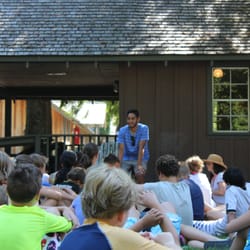 Peter Fewing Soccer Camps - Overnight campers listening to Seattle Sounder player