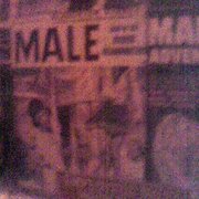 Photo of Eastern Bloc - New York, NY, United States. gay porn magazine covers in bathroom