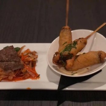 Vista 18 - Pork belly with kimchi and wild boar corn dogs with saké mustard aioli - Wine Bars Near Me - Victoria, British Columbia Vista 18 - Pork belly with kimchi and wild boar corn dogs with saké mustard aioli - Wine Bars Near Me - Victoria, British Columbia