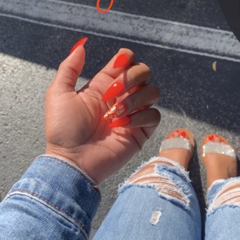 The Nail Lounge - Color: NY islander with gold flakes - Nail Salons Near Me - Miramar, Florida The Nail Lounge - Color: NY islander with gold flakes - Nail Salons Near Me - Miramar, Florida