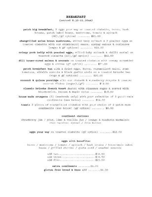 Menu photo 4 Patch Kitchen & Garden Adelaide, SA