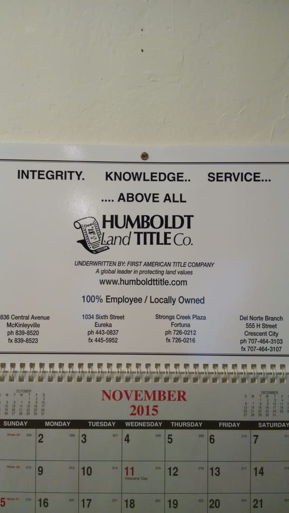 HUMBOLDT LAND TITLE Updated September 2024 1836 Central Ave