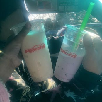 Pochi Bubble Tea Cafe - Passion Fruit Banana Milk Tea with lychee jelly and Taro Creamy Shake with coconut jelly - Bubble Tea Near Me - Lynnwood, Washington Pochi Bubble Tea Cafe - Passion Fruit Banana Milk Tea with lychee jelly and Taro Creamy Shake with coconut jelly - Bubble Tea Near Me - Lynnwood, Washington