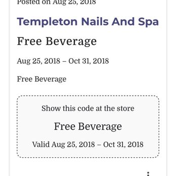 Templeton Nails & Spa - Expired coupon on their website that apparently they don't know how to delete - Nail Salons Near Me - Templeton, California Templeton Nails & Spa - Expired coupon on their website that apparently they don't know how to delete - Nail Salons Near Me - Templeton, California