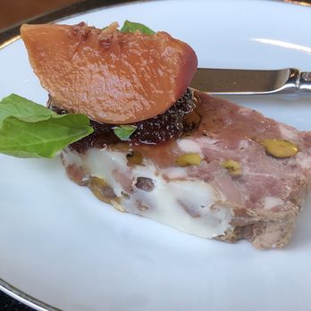Routier - Terrine of duck and pistachio, pickled peach - French Near Me - San Francisco, California Routier - Terrine of duck and pistachio, pickled peach - French Near Me - San Francisco, California