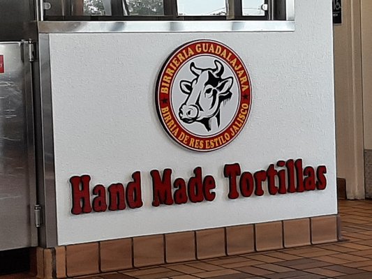 Photo of Birrieria Guadalajara - Santa Ana, CA, US. a sign for hand made tortillas