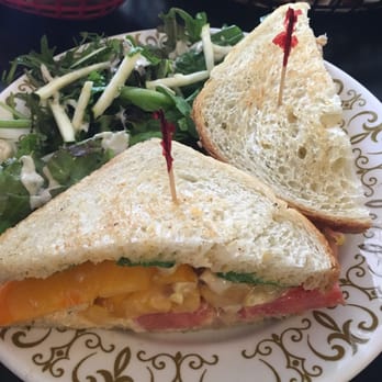 The Root Cafe - Heirloom tomato sandwich with side salad - Cafes Near Me - Little Rock, Arkansas The Root Cafe - Heirloom tomato sandwich with side salad - Cafes Near Me - Little Rock, Arkansas