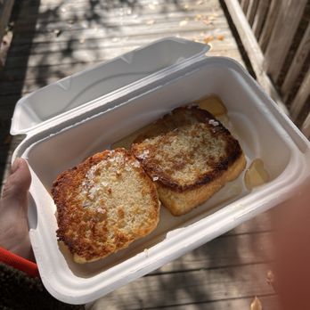 Treehouse Coffee - I mean COME ON PEOPLE, this is a masterpiece!!!! Grilled biscuit with honey - Cafes Near Me - Duck, North Carolina