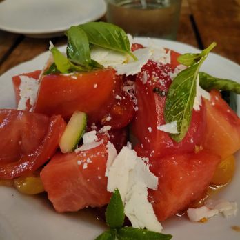 Leuca - Watermelon salad with heirloom tomatoes - Italian Near Me - Brooklyn, New York