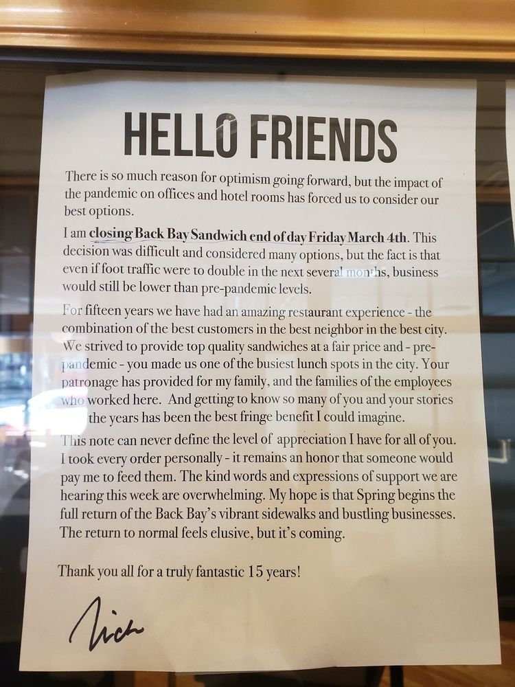 BACK BAY SANDWICH CLOSED Updated July 2024 48 Photos & 151