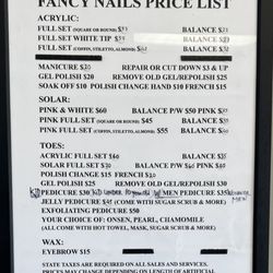 Fancy Nails - Price list. Eat hustling, I over hear that they put acrylic nails on toes but they don't soak them off.