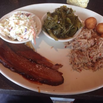 The Pit - Lunch combo with brisket, chopped pork, collards, and cole slaw. - Barbeque Near Me - Raleigh, North Carolina