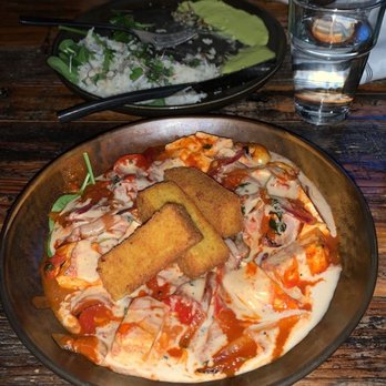 Bandaloop - Vegan shakshuka with tofu and polenta fries - New American Near Me - Arundel, Maine