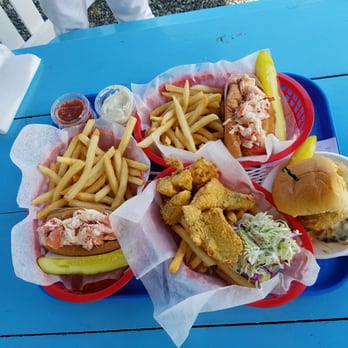 Bob's Clam Hut - 2 lobster rolls, an onion ring burger, and haddock and fries - Seafood Near Me - Kittery, Maine Bob's Clam Hut - 2 lobster rolls, an onion ring burger, and haddock and fries - Seafood Near Me - Kittery, Maine
