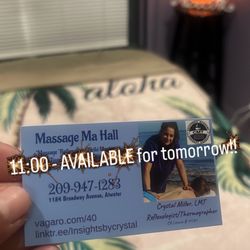 Massage Ma Hall - Working at Cocomo's Salon & Spa and I love the vibe there!! You will too!!!