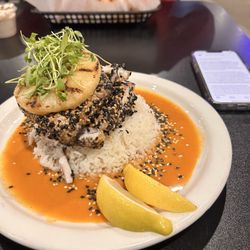 Lighthouse Seafood & Café - Cobia over rice with yellow curry. Good Lord this is amazing! 5 star food every single time!